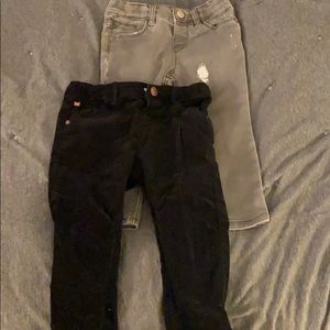 Zara Grey Jeans and Corduroy Black and Pink Pants